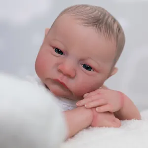 Lifelike 49cm Reborn Doll Levi with 3D skin texture, hand-painted hair and blue eyes