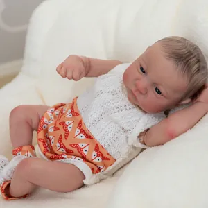 Realistic 49cm Levi Awake newborn reborn doll with 3D skin veins and orange fox outfit
