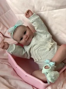 Detail of Maddie reborn doll featuring 3D skin and visible veins in pink basket