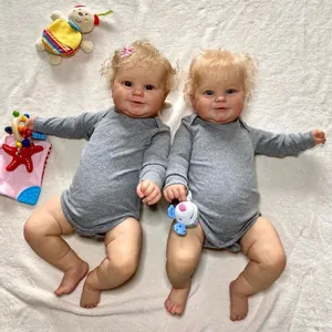 Realistic 50/60cm newborn reborn baby dolls Maddie in gray rompers with plush toys