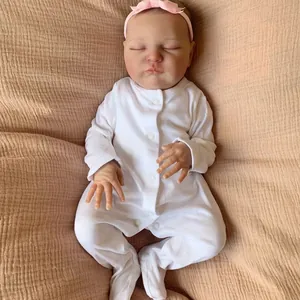 Poupée Reborn Réaliste Corps en Tissu Peinte à la Main Peau 3D Veines Visibles Bébé Nouveau-Né Lesté Cadeau de Jouet