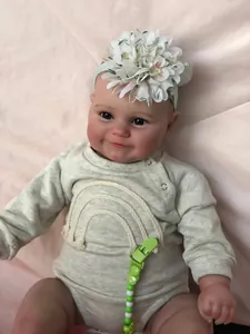 Detail of 3D skin texture and realistic features on a 60cm reborn baby Maddie doll