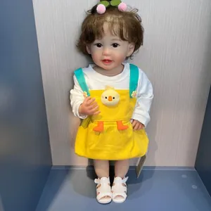 Handmade Realistic Full Vinyl Reborn Baby Doll For Kids Simulation Infant Toy With Duck Pattern Clothing And Rooted Hair
