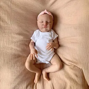 Poupée bébé reborn Laura de 20 pouces avec veines 3D et bandeau à fleurs rose tendre