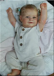 Detailed close-up of 60cm reborn doll Maddie showing 3D skin texture and veins