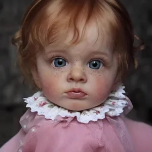 Realistic Reborn Baby Doll Hand Painted Skin With Visible Veins Rooted Hair Soft Cloth Body Vinyl Art Doll For Collectors