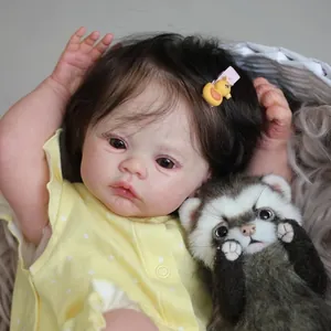 Lifelike 49cm reborn baby doll Meadow with 3D skin veins in yellow polka dot romper