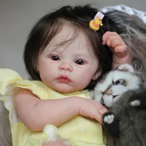 Lifelike 49cm Meadow reborn baby doll with 3D skin texture and yellow duckling hair clip