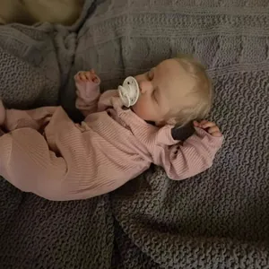 Realistic Reborn Baby Doll Hand Painted 3D Skin Visible Veins Soft Cloth Body Silicone Limbs Sleeping Girl Doll Pink Outfit