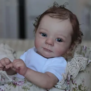 Poupée Bébé Reborn Réaliste en Vinyle de Silicone Nouveau-né Criant de Vérité Avec Corps en Tissu Felicia Cheveux Implantés à la Main Cadeau Enfants