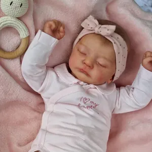Poupée Bébé Reborn Réaliste Membres en Silicone Corps Souple Tissu Nouveau-né Endormi Jouet Fait Main Cadeau Enfant