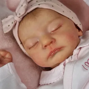Poupée reborn réaliste de 19 pouces endormie avec bandeau à pois roses et vêtements bébé