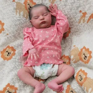 Realistic Reborn Baby Doll Visible Veins Handmade 3D Painted Skin Cloth Body Sleeping Newborn Pink Floral Outfit Gift