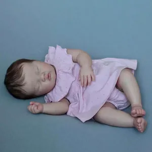 Bambola realistica Ashia da 19 pollici dormiente in abito rosa a pois per bimbi