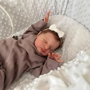 Realistic 20 inch sleeping reborn baby doll Laura with 3D skin and knit outfit