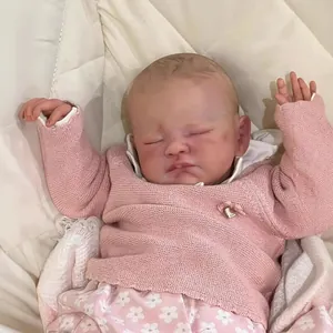 Poupée nouveau-né reborn réaliste de 19 pouces en pull rose et jupe à fleurs