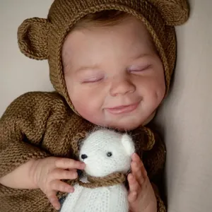 Realistic Silicone Reborn Baby Doll With Hand Rooted Hair 3D Painted Skin Visible Veins Soft Full Body Newborn Simulation Toy Gift