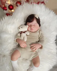 Realistic Newborn Reborn Baby Doll Hand Painted Skin With Rooted Hair Soft Cloth Body Sleeping Simulation Doll Toy For Kids