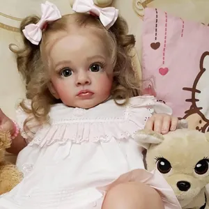 60cm Realistic Reborn Baby Doll Hand Painted Cloth Body Silicone Newborn Toddler Girl Doll With Pink Lace Dress Toy Gift