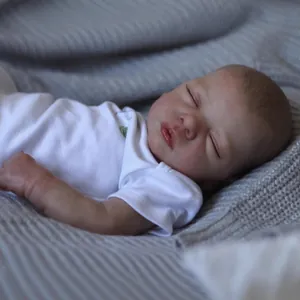 Realistic Reborn Baby Doll Soft Silicone Head Limbs With Cloth Body Lifelike Sleeping Newborn Doll White Romper Gift For Kids