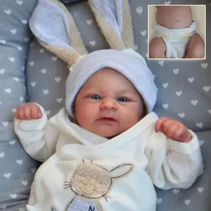 Poupée Reborn Réaliste en Silicone Nouveau-né Avec Tenue de Lapin Veines Visibles Peau Fait à la Main Jouet de Collection Cadeau