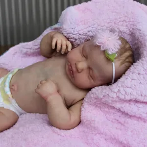 Realistic Reborn Baby Doll Silicone Full Body Sleeping Newborn Naked Doll With Implanted Hair For Children Kids Toy Gift
