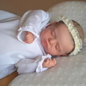 Realistic Reborn Baby Doll Sleeping Silicone Cloth Body Hand Painted 3D Skin Visible Veins Lifelike Baby Doll Toy Gift