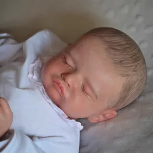 Realistic 49cm newborn Reborn Doll Rosalie in white onesie with sleeping pose