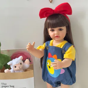 Handmade Realistic Reborn Baby Doll Betty Full Body Silicone Vinyl Girl Doll With Yellow Shirt And Denim Overalls For Kids Gift