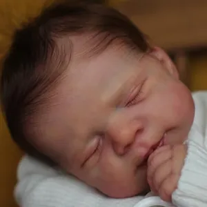 Bambola Reborn Realistica Arti in Silicone Corpo in Tessuto Neonato Che Dorme Con Vene Visibili Capelli Radicati a Mano Giocattolo Regalo