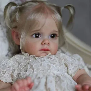 Realistic Toddler Maggi reborn doll with 3D hand-painted skin and blonde pigtails