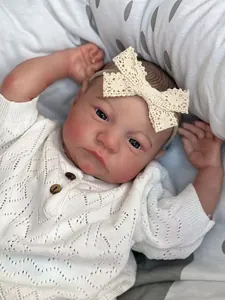 Close-up of 49cm reborn doll Levi featuring lifelike 3D skin texture and visible veins
