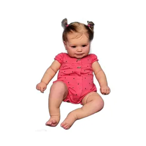 50cm lifelike reborn baby Maddie doll in pink floral romper with cute pigtails