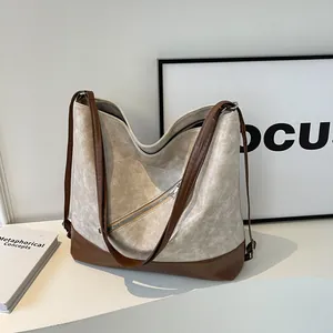 Women Large Capacity PU Leather Tote Bag Fashion Geometric Pattern Commute Shoulder Bag With Zipper Decoration Casual Handbag