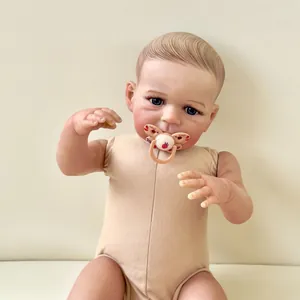Realistic 60cm reborn baby toddler doll with hand-painted details and blue eyes