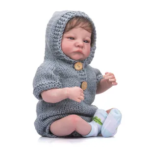 Lifelike Reborn Baby Doll Levi Awake Hand Painted 3D Skin Visible Veins Soft Cloth Body Realistic Newborn Infant Toy Gift