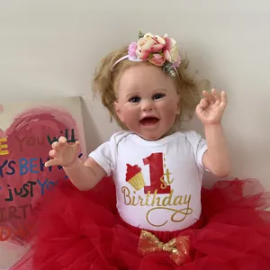 Realistic Reborn Baby Doll With 3D Skin Texture First Birthday Tutu Outfit Soft Silicone Limbs Cloth Body Girls Gift Toy