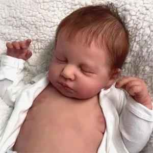 49cm reborn baby doll LouLou Awake with 3D skin veins and realistic brown rooted hair