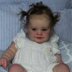Realistic Reborn Baby Doll Maddie Lifelike Toddler Girl Soft Silicone Cotton Body Hand Rooted Hair Lace Dress Handmade Weighted Doll