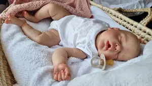 Detailed view of the 22 inch realistic reborn doll with 3D skin texture and veins