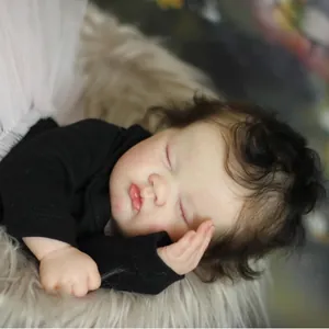 Realistic Reborn Baby Doll Newborn Sleeping Girl With Cloth Body Soft Silicone Limbs Hand Painted Veins Lifelike Infant Toy Gift