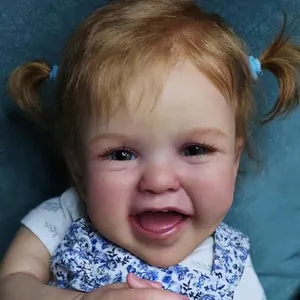 Poupée Bébé Reborn Réaliste Corps en Coton Silicone Souple Poupée Nouveau-né Fille Tenue Florale Bleue Cadeau