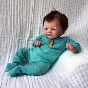 Realistic Reborn Baby Doll Lifelike Newborn Silicone Vinyl Soft Cotton Body With Knitted Romper And Toy Bear For Kids