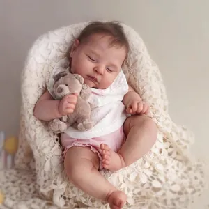 Poupée bébé reborn de 49cm réaliste avec peau peinte en 3D et petit ours en peluche