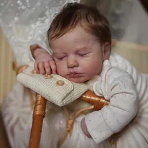 Realistic 19-inch sleeping newborn reborn baby LouLou doll in white polka dot knit outfit