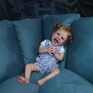 Poupée bébé reborn réaliste 60cm fille avec couettes rousses et tenue fleurie