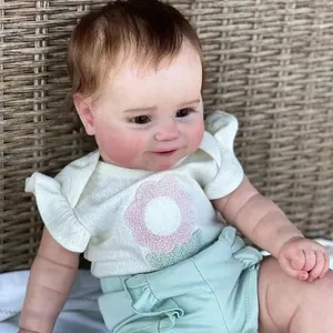 50cm Realistic Reborn Baby Doll Full Silicone Body Washable 3D Skin Texture Hand Rooted Hair Lifelike Newborn Doll For Children