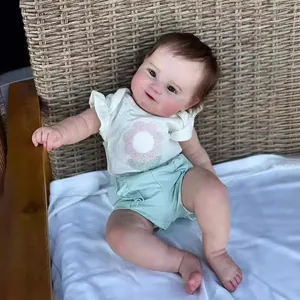 Lifelike 50cm Reborn Maddie doll with 3D skin texture in floral top and green shorts