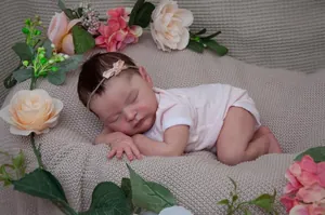 Makro-Detail von 20 Zoll Reborn-Baby Laura mit realistischer 3D-Hautstruktur und Venen
