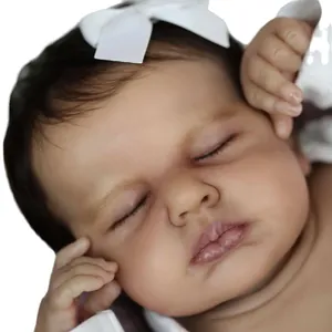 19-inch lifelike reborn baby doll LouLou in sleeping pose with realistic skin details